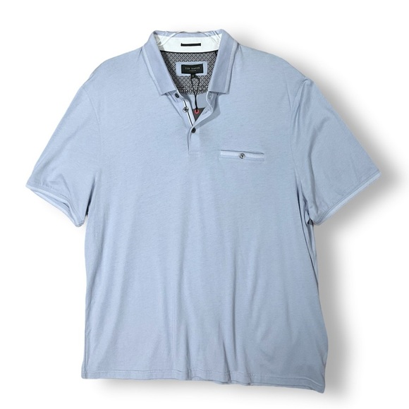 Ted Baker London Mens Polo Shirt Sz 3XL Tortila Sky Blue NWT Golf Preppy Lightwe - Picture 2 of 13